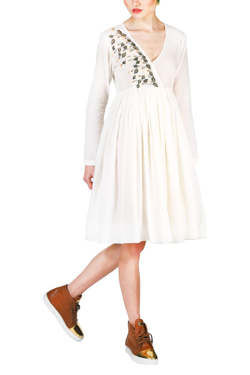 Overlap Gathered Long Dress - samantchauhan