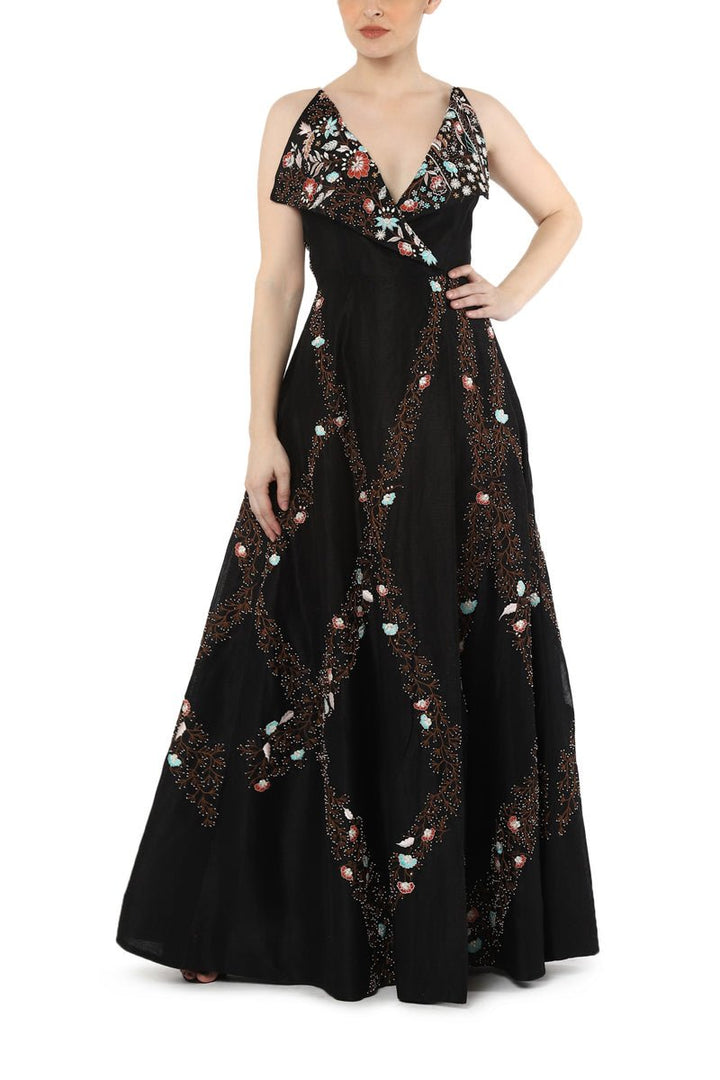 Overlap neck gown - samantchauhan