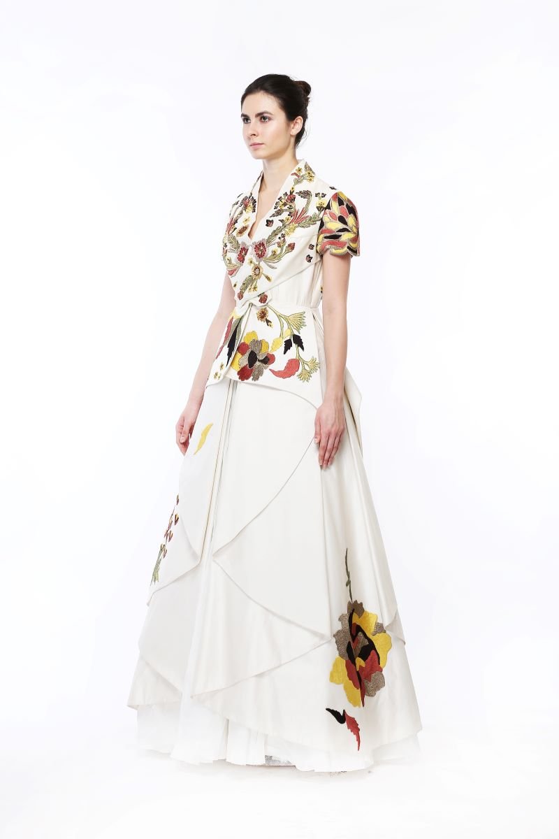 Overlap Paneled Embroidered Gown - samantchauhan