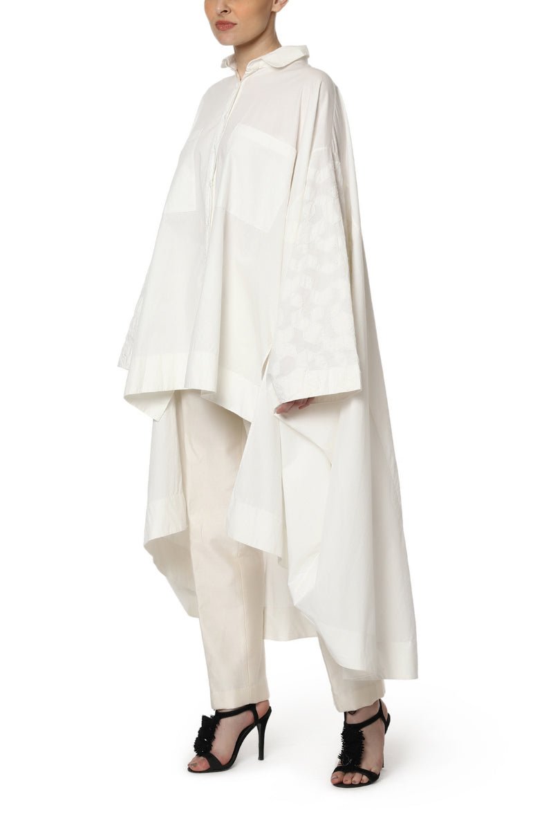 Patchwork Asymmetrical Shirt - samantchauhan