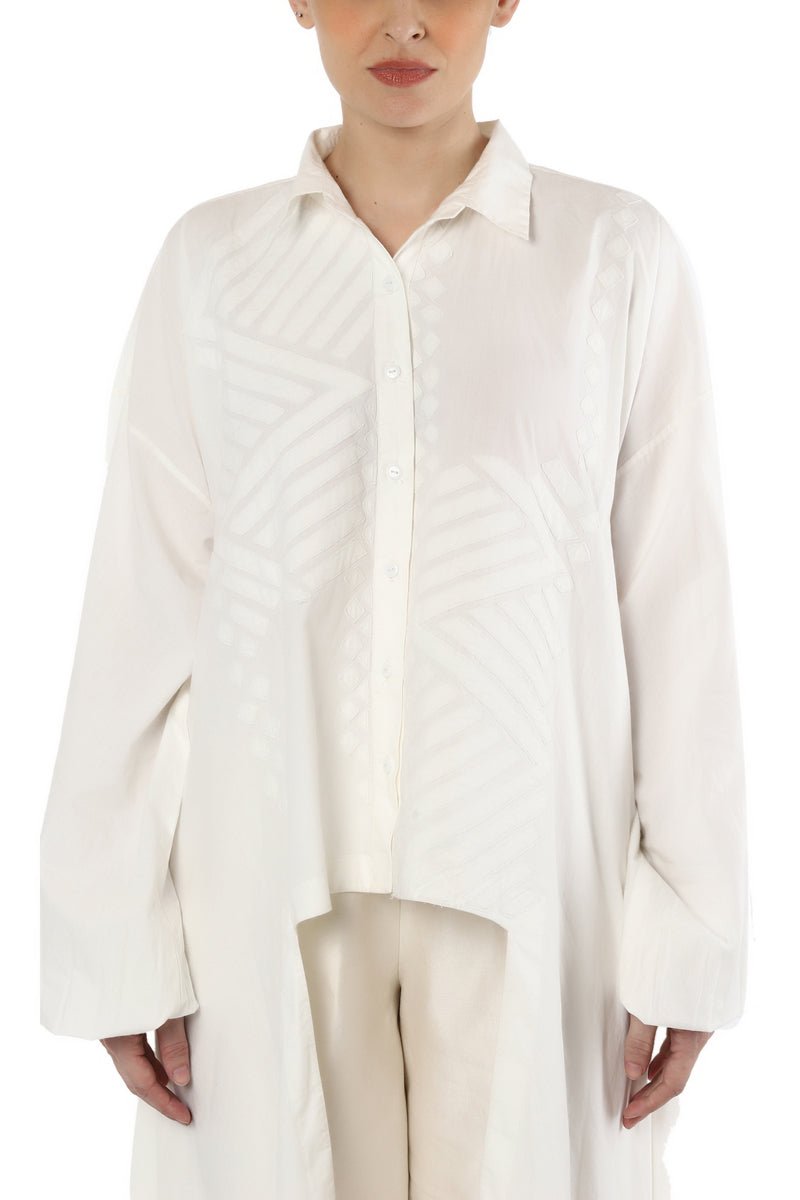 Patchwork Asymmetrical Shirt - samantchauhan