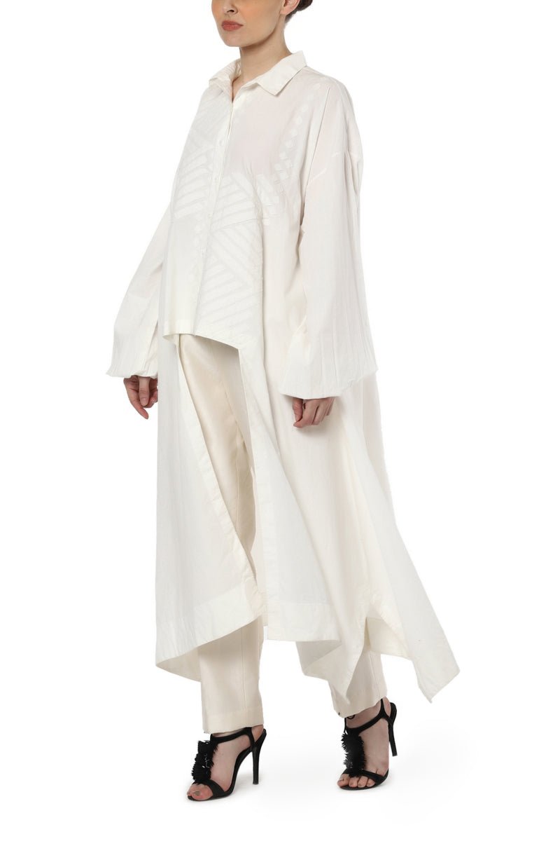 Patchwork Asymmetrical Shirt - samantchauhan