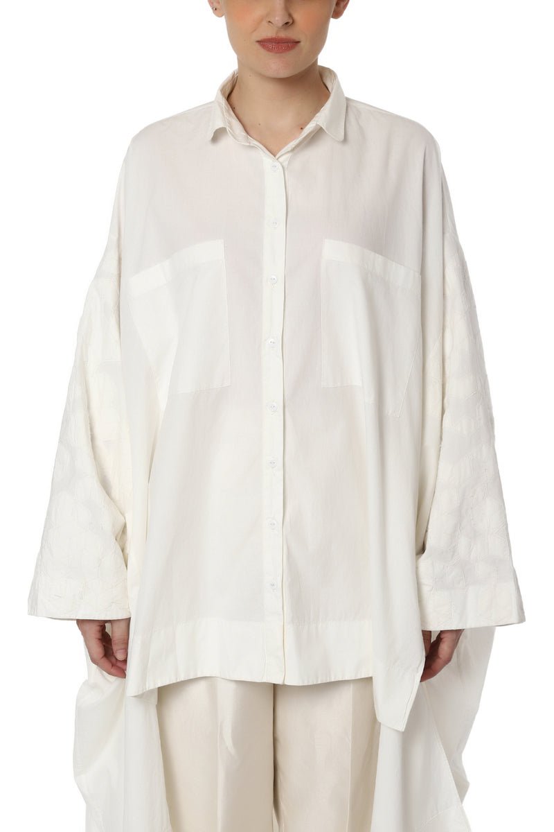 Patchwork Asymmetrical Shirt - samantchauhan