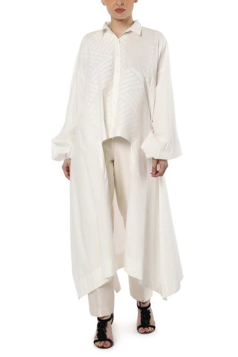 Patchwork Shirt with Balloon Sleeves - samantchauhan