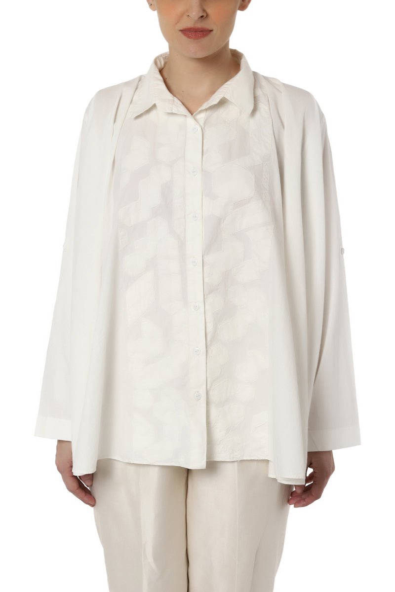 Patchwork Shirt with Flared Sleeves - samantchauhan