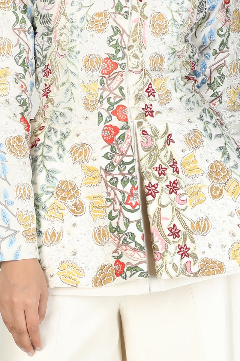 Peplum cotton silk embroidered jacket along with palazzo pants - samantchauhan Dresses