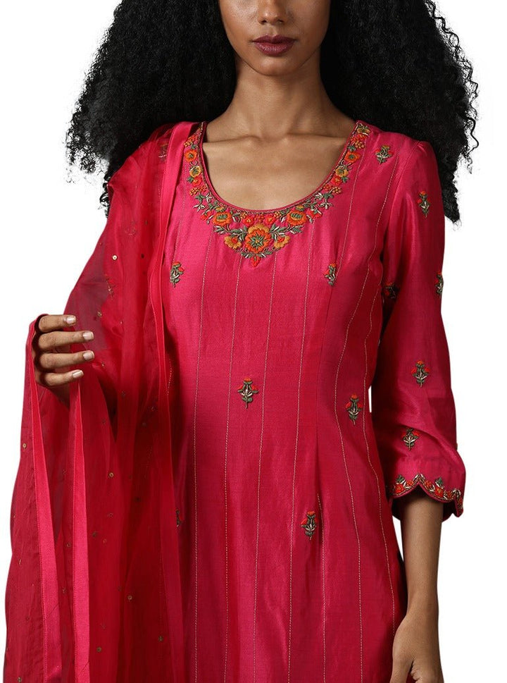 Pink kurta set with sarara - samantchauhan