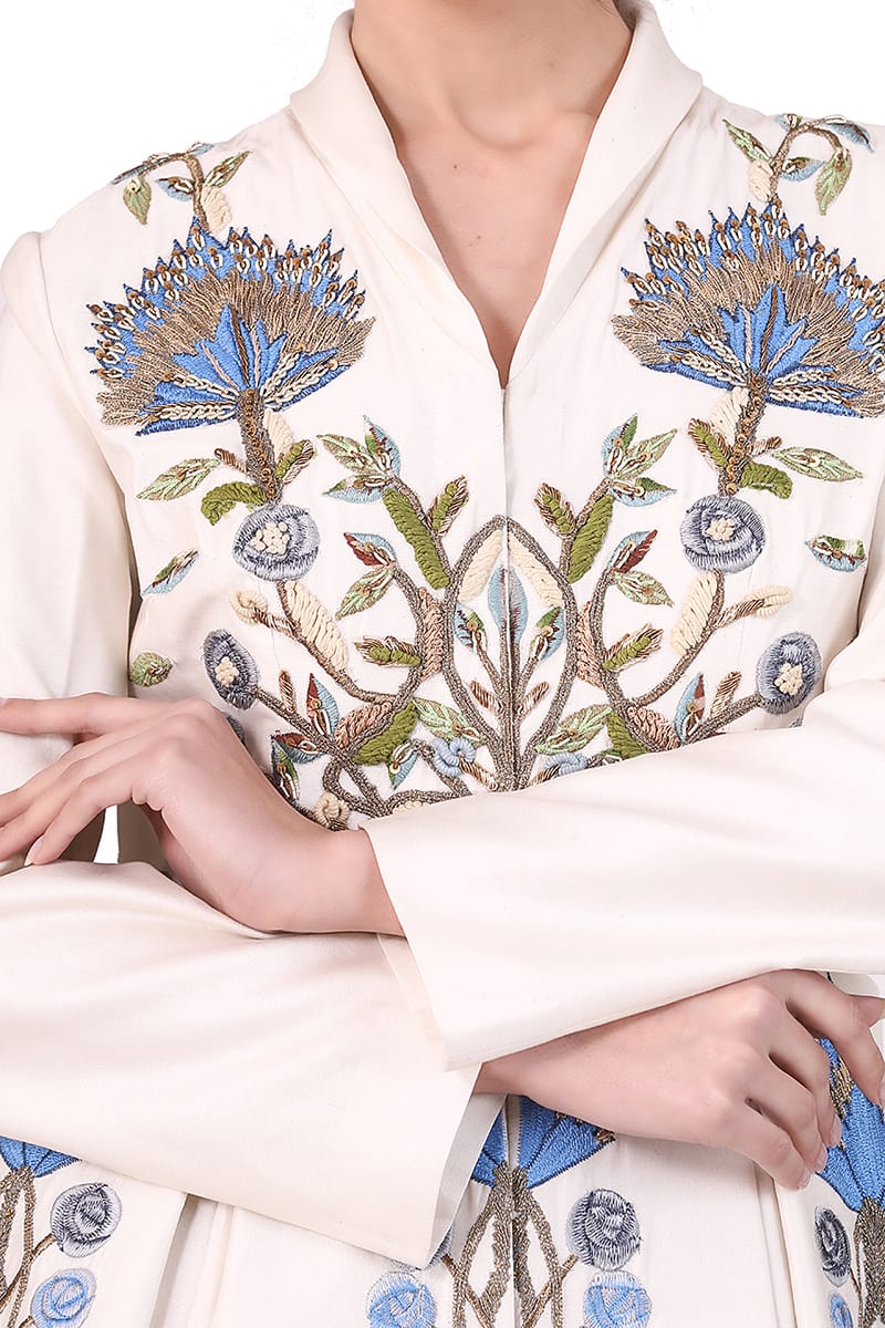 Pleated Embellished Jacket Gown. - samantchauhan