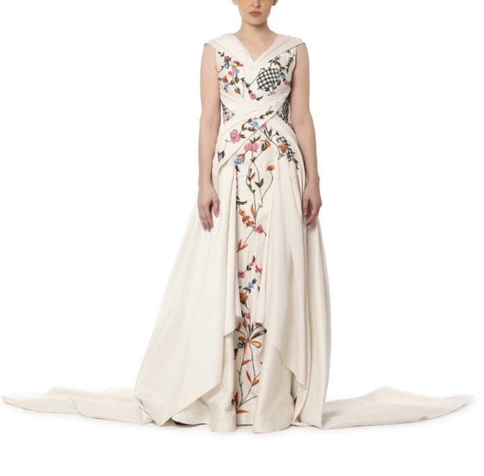 Pleated Embroidered Gown - samantchauhan