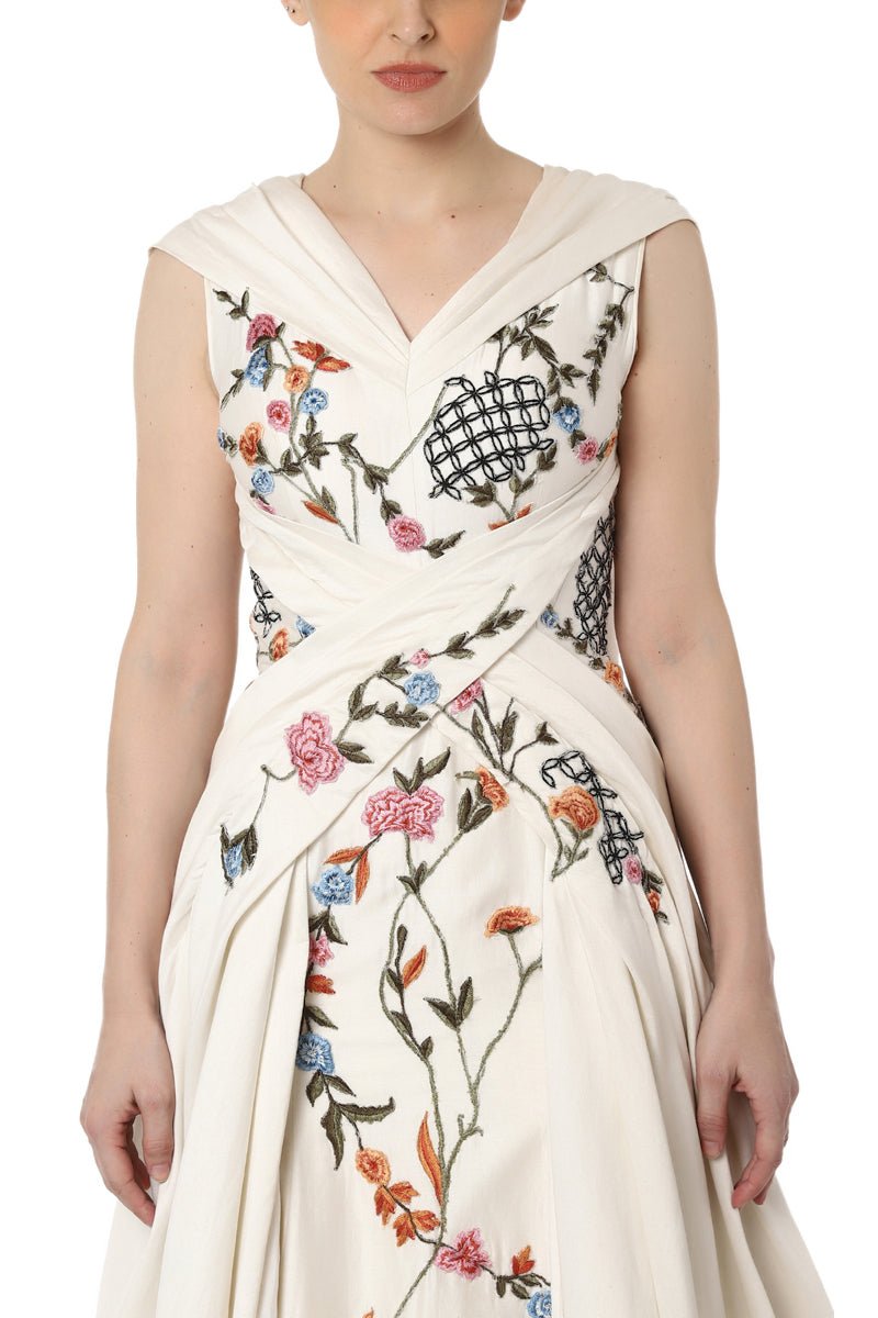 Pleated Embroidered Gown - samantchauhan
