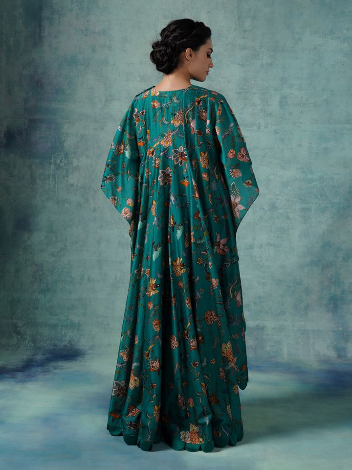 Printed cotton silk kaftaan with a drape skirt - samantchauhan Apparel &amp; Accessories