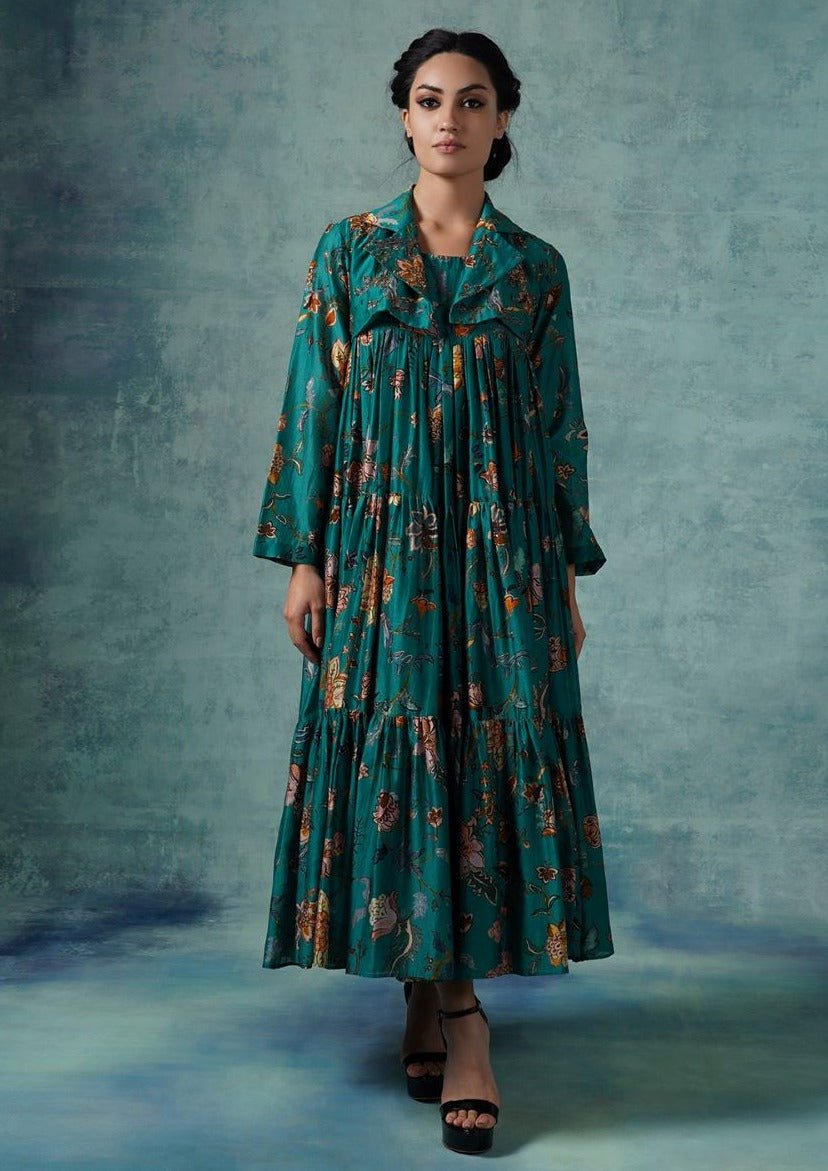 Printed Cotton silk tier dress - samantchauhan Apparel & Accessories