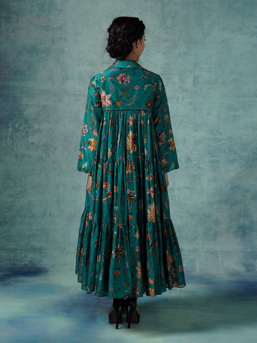 Printed Cotton silk tier dress - samantchauhan Apparel & Accessories