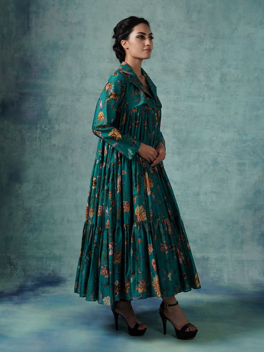 Printed Cotton silk tier dress - samantchauhan Apparel & Accessories
