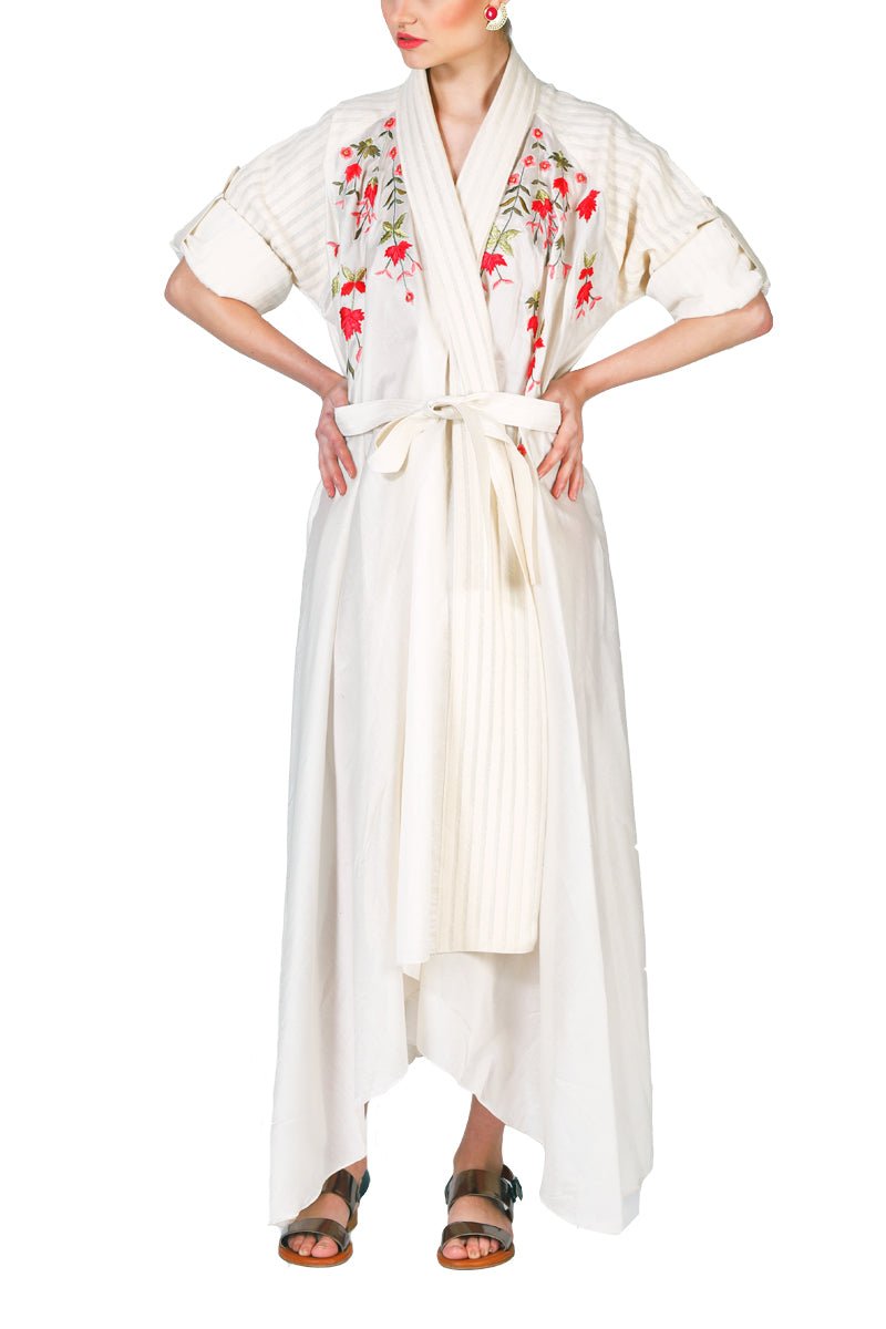 Raglan Asymmetric Robe Dress - samantchauhan
