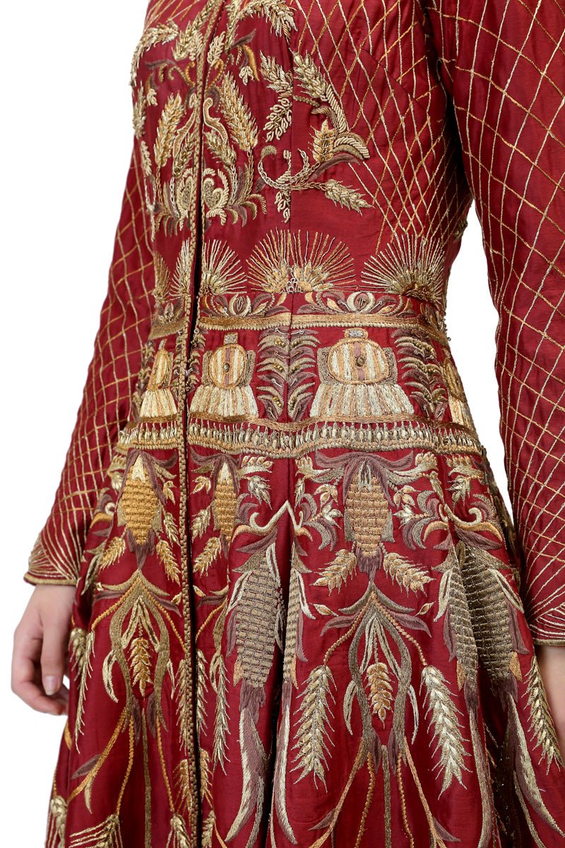 Red Embroidered Gown - samantchauhan