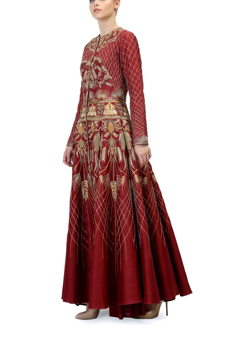 Red Embroidered Gown - samantchauhan