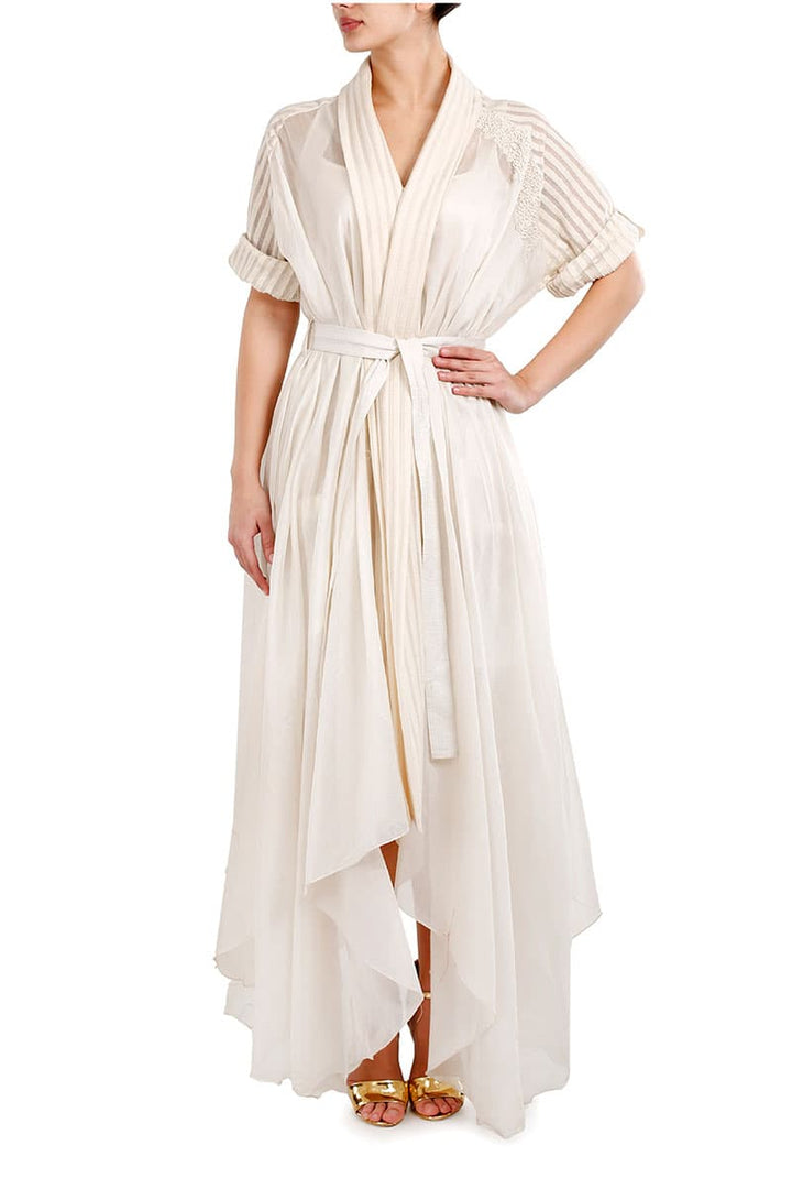 Robe style tie - up Embroidered Kurta - samantchauhan