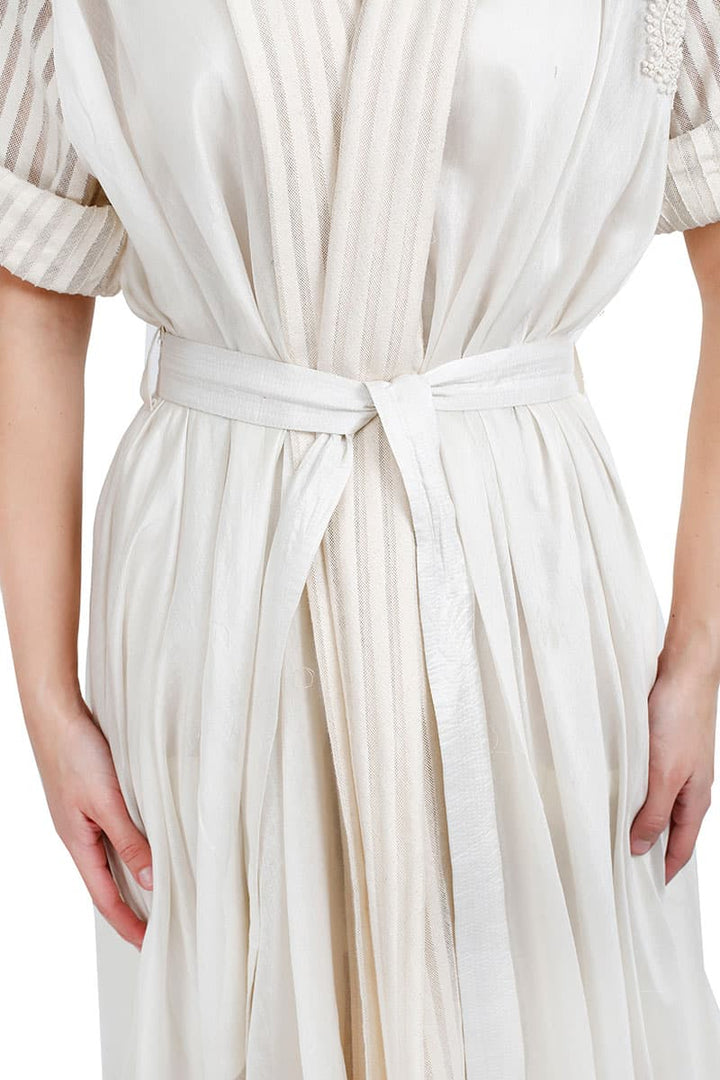 Robe style tie - up Embroidered Kurta - samantchauhan