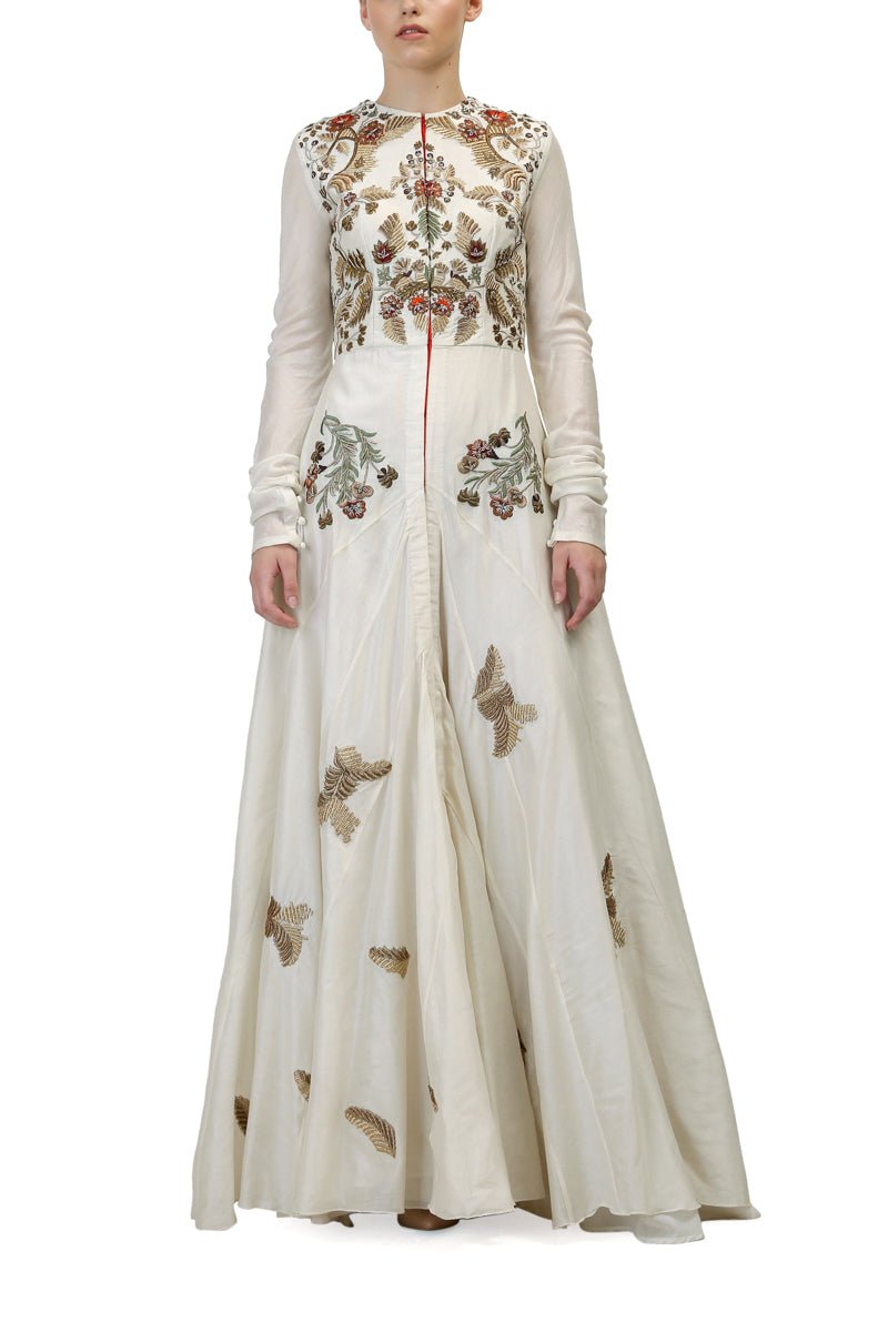 Round Neck Embroidered Gown - samantchauhan