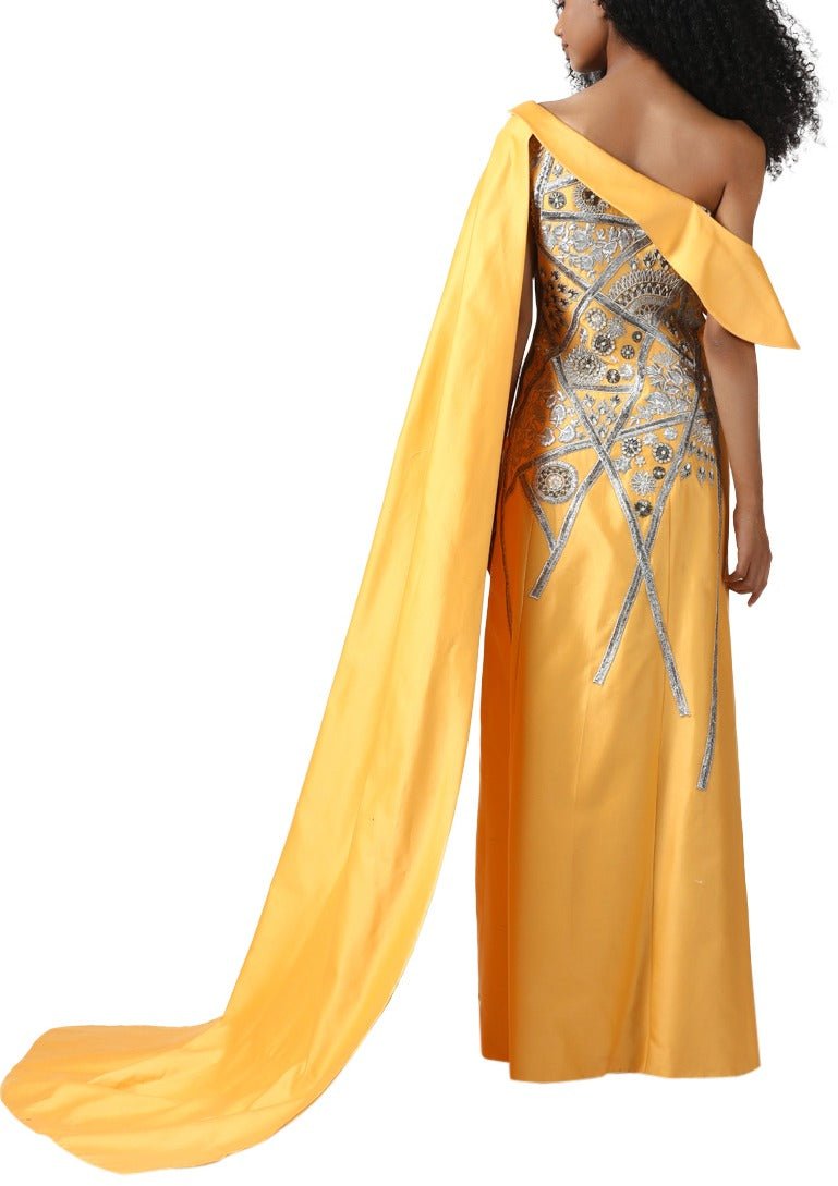 Ruffle gown with cape - samantchauhan