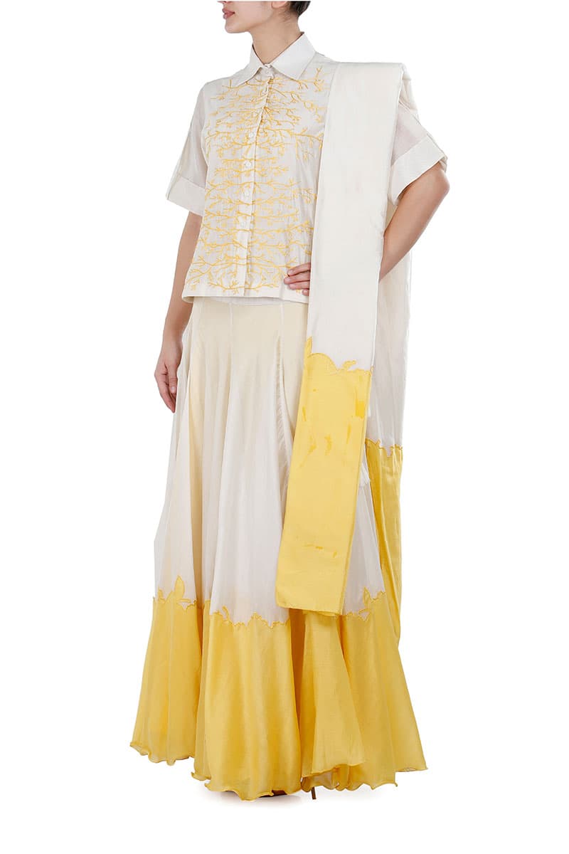 Shirt Blouse, Lehenga & Dupatta set - samantchauhan