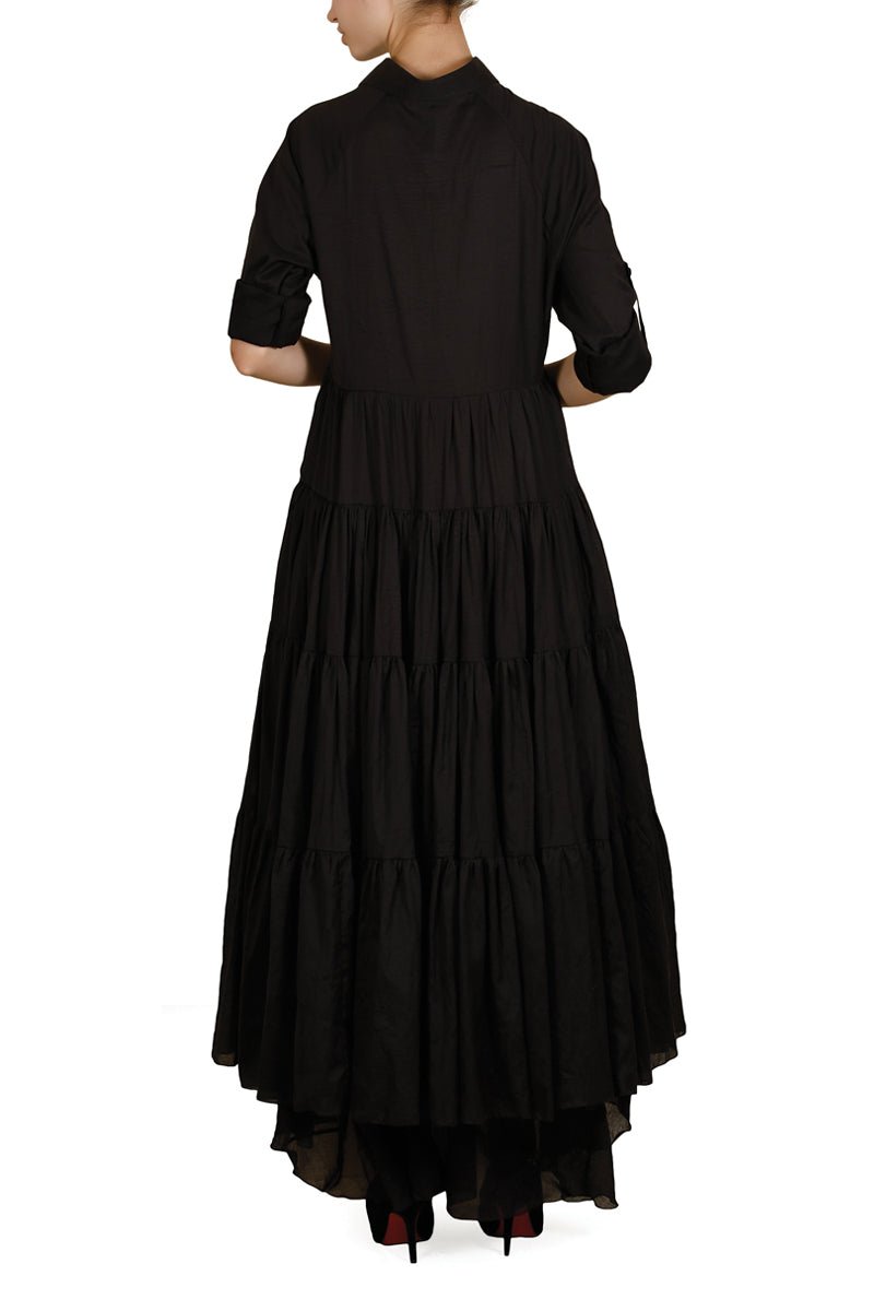 Side Tiered Embroidered Dress - samantchauhan