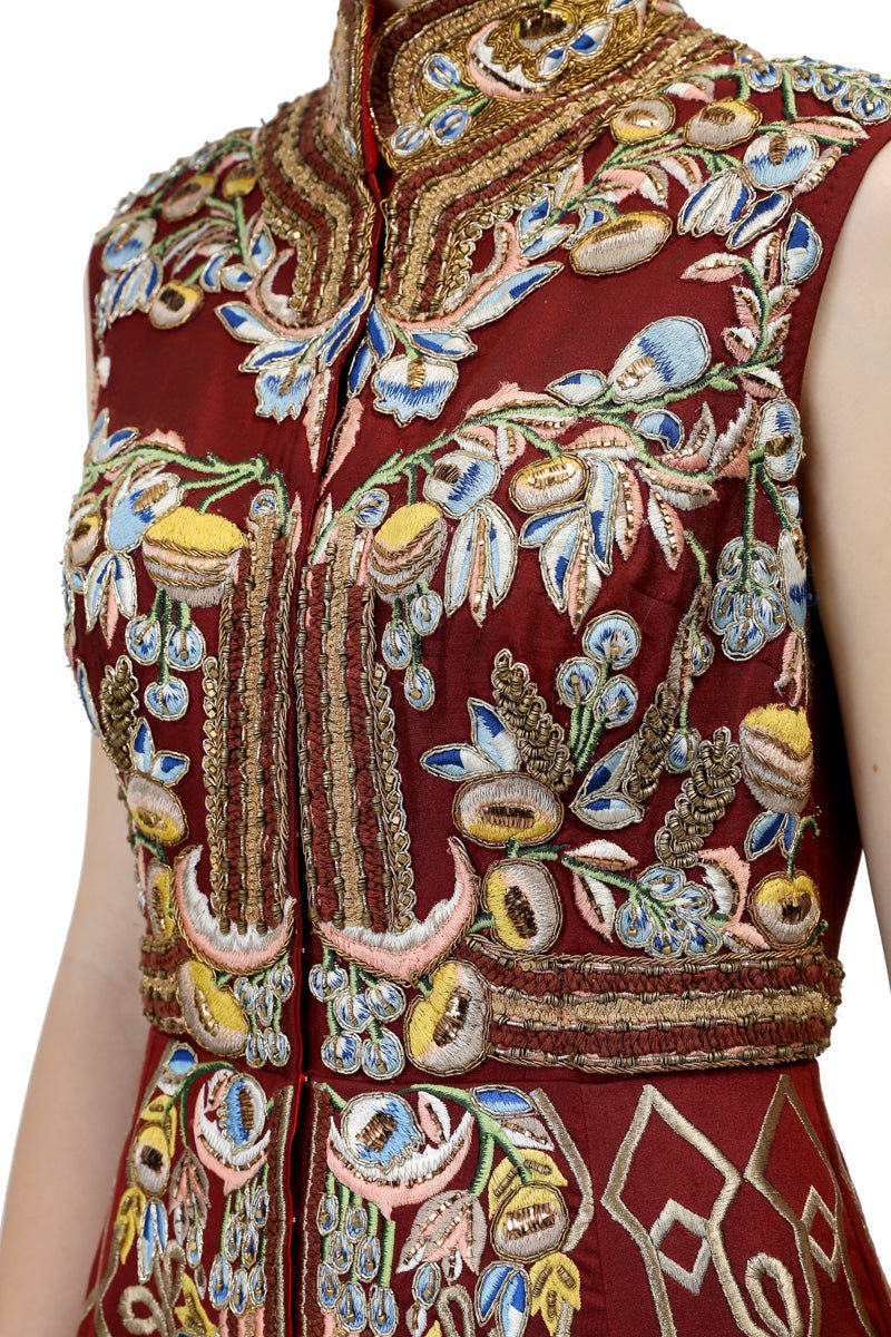 Sleeveless Mandarin Gown - samantchauhan