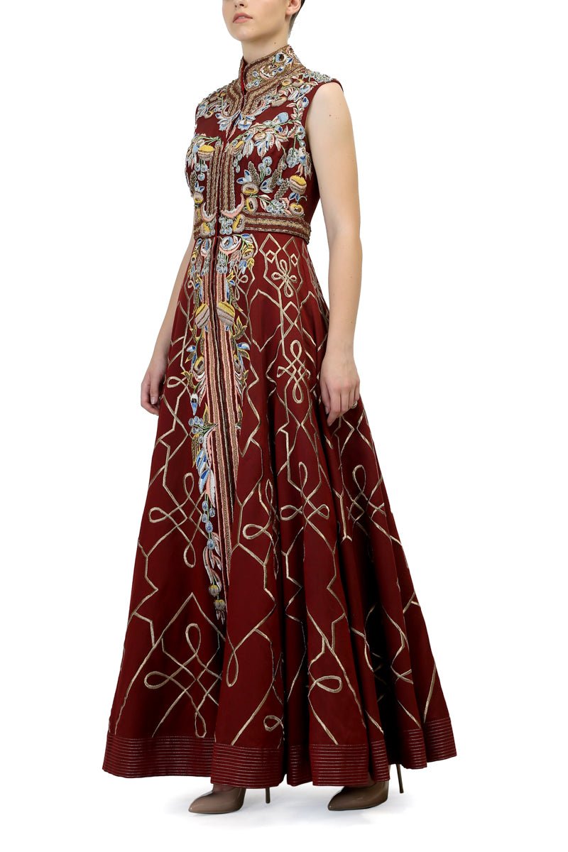 Sleeveless Mandarin Gown - samantchauhan
