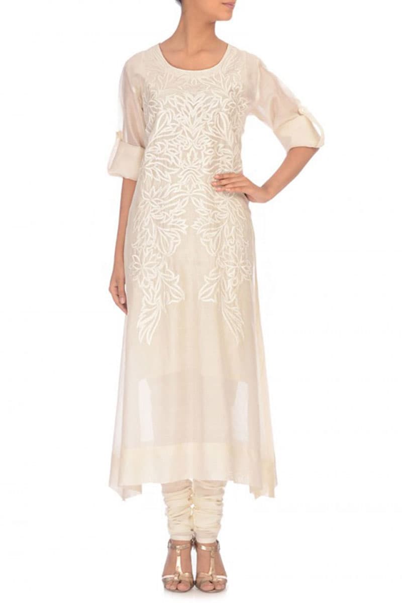 Straight - cut Embroidered Kurta - samantchauhan