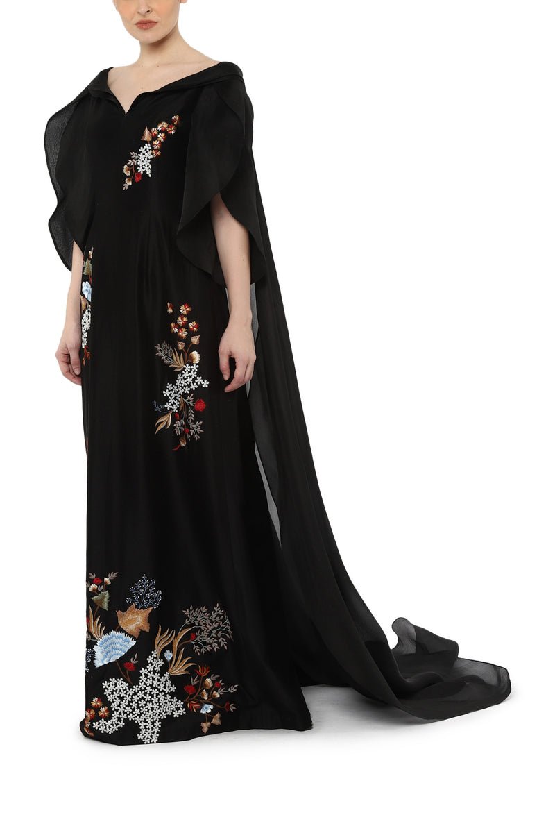 Sweet heart neck cape gown - samantchauhan