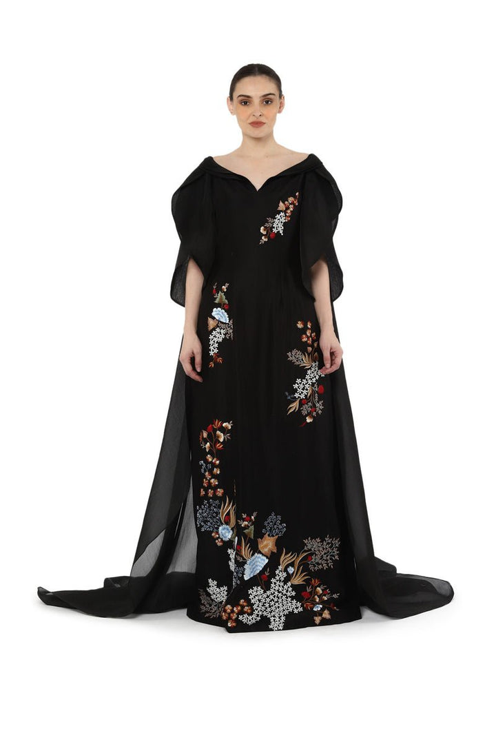 Sweet heart neck cape gown - samantchauhan