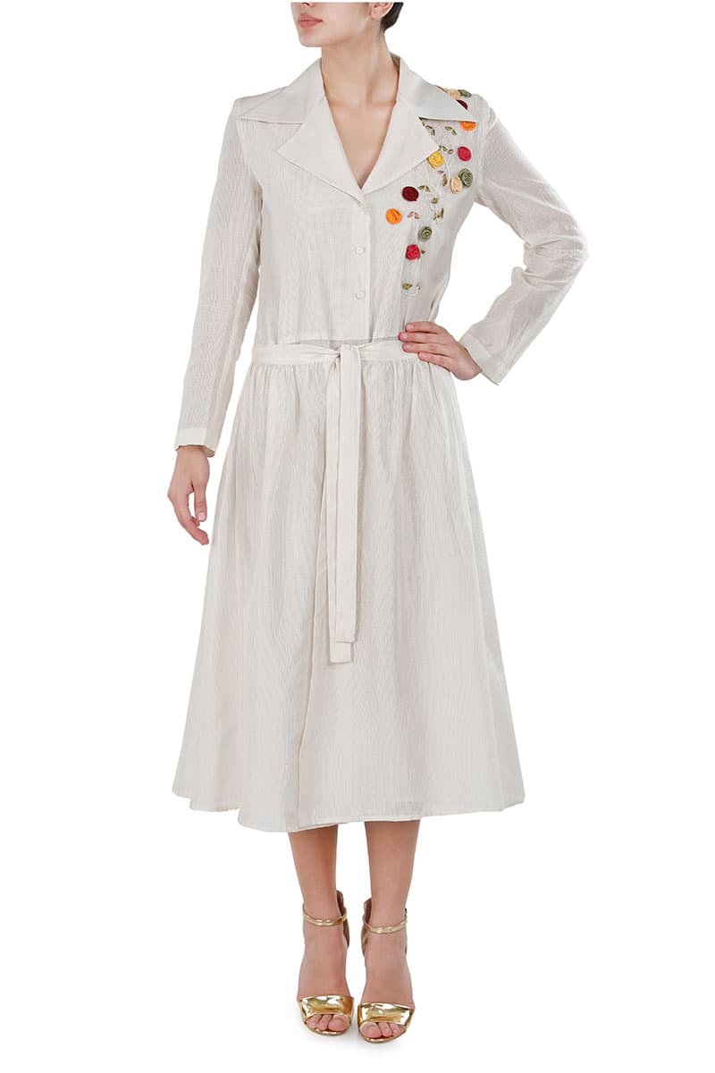 Tie - up Belt Jacket Dress - samantchauhan