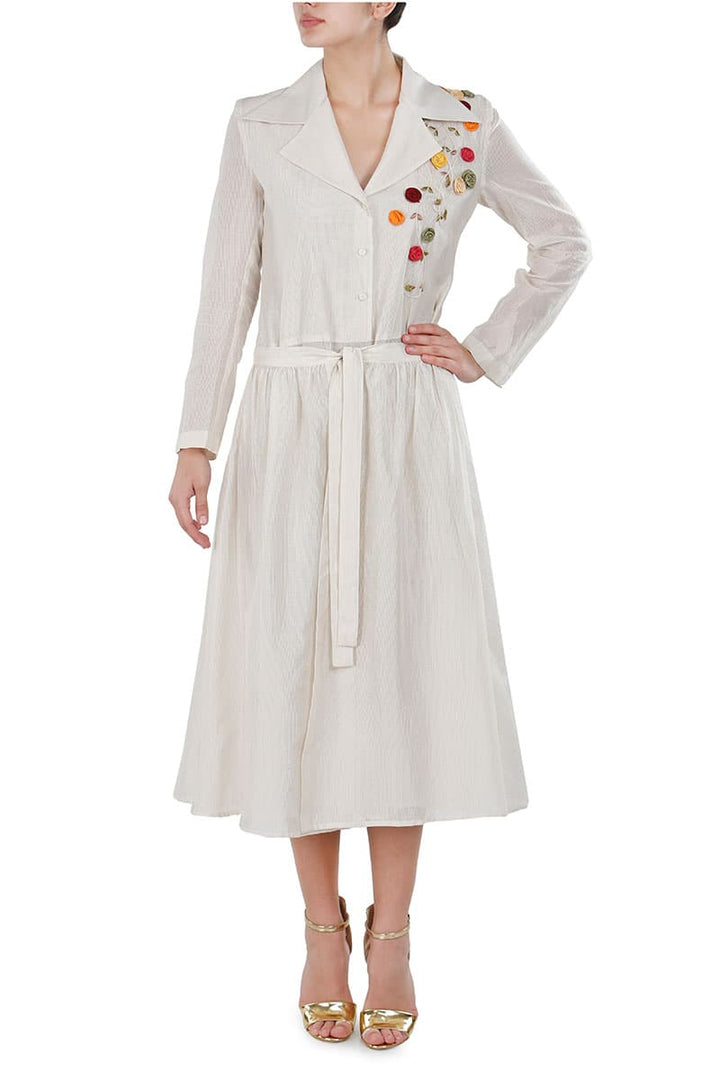 Tie - up Belt Jacket Dress - samantchauhan