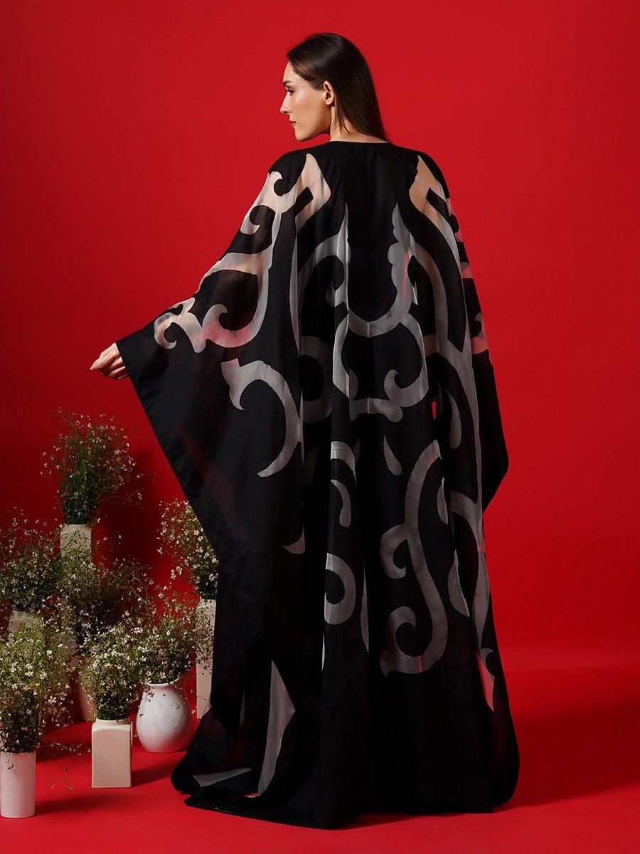 Translucent black Organza silk kaftan - samantchauhan Apparel & Accessories