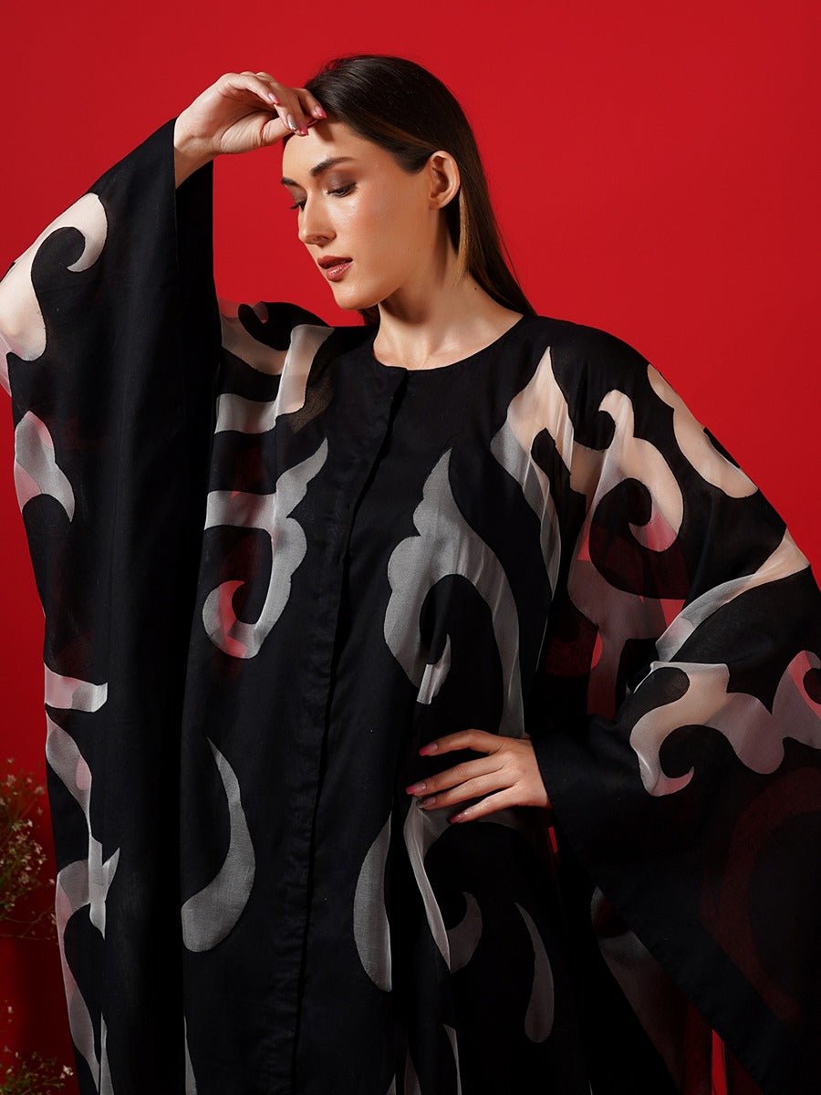 Translucent black Organza silk kaftan - samantchauhan Apparel & Accessories