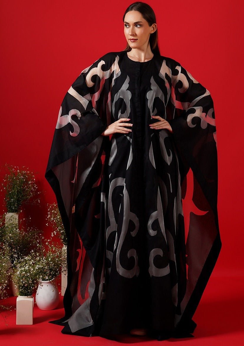Translucent black Organza silk kaftan - samantchauhan Apparel & Accessories