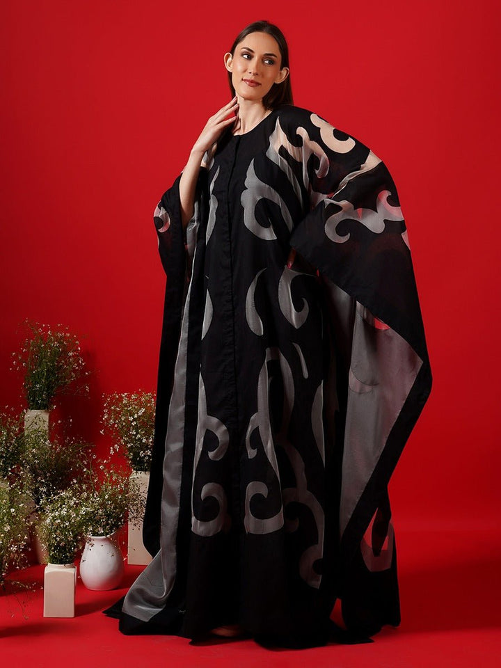 Translucent black Organza silk kaftan - samantchauhan Apparel &amp; Accessories