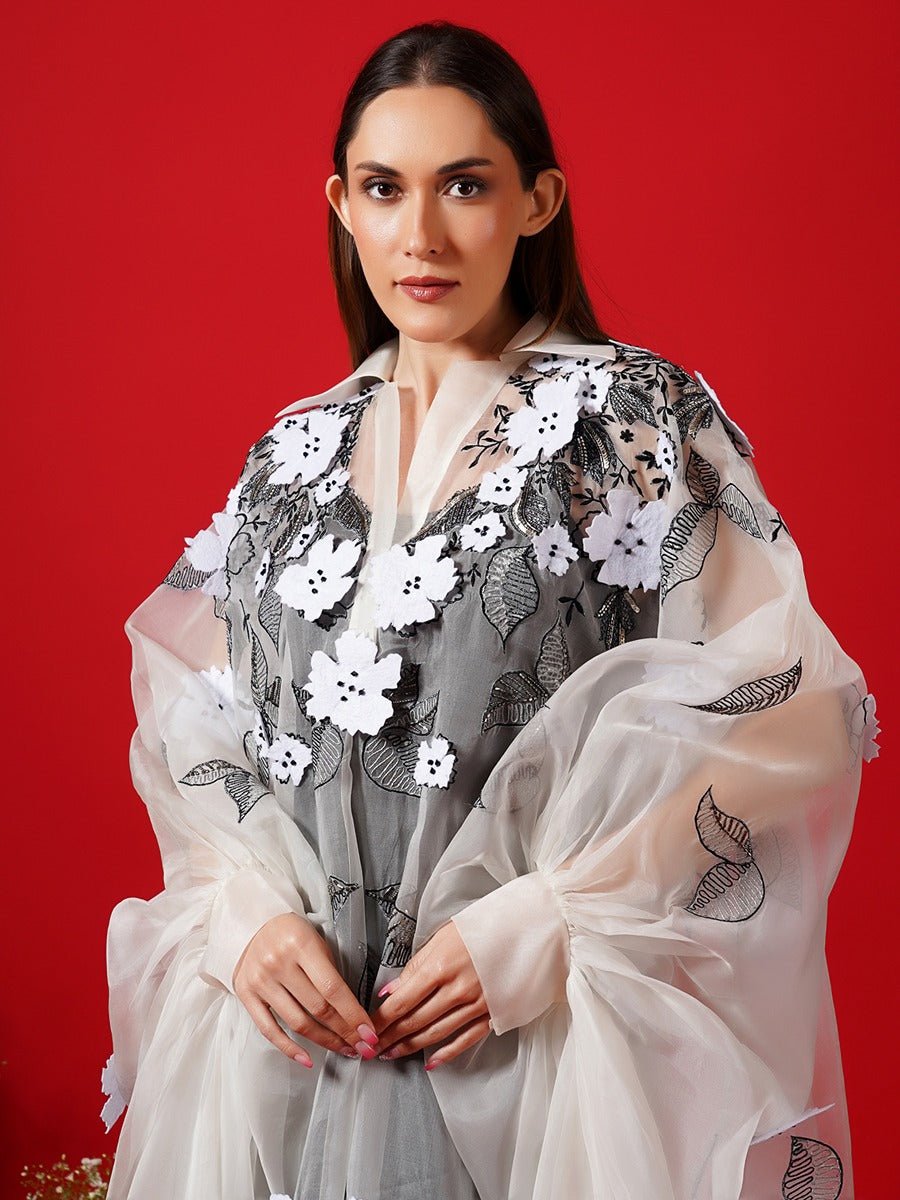 Translucent white Organza kaftan - samantchauhan Apparel & Accessories
